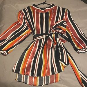 New with tag Zara TRF collection striped blouse. Features long tie